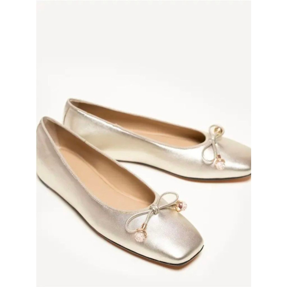 rare M.Gemi The Danza Crystal Silver Leather Ballet flats Size 40 9